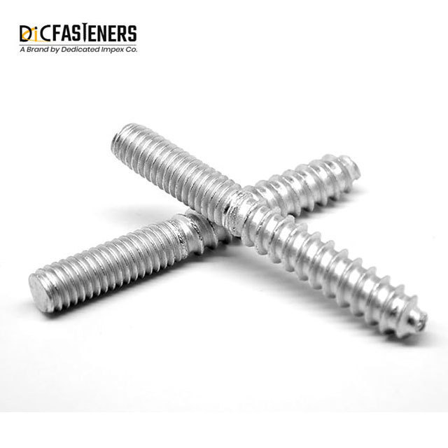 Double-Sided Wood Threaded Dowel Screw Hanger Stainless Steel ISO ASME BS Certified Bolts with M12 M2 Thread Size