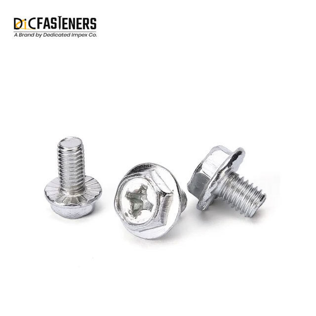 Wholesale High Strength Fully Threaded Hex Serrated Flange Screws In Custom Sizes Zinc Plated