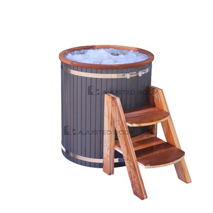 Wooden cold bathtub cold plunge pool custom logo high quality wood portable cold bathtub refrigerated Ice barrel ice bath barrel