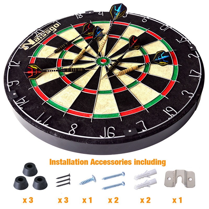 Hot sale Custom round dart board handing wall dartboard 6 steel darts with installation accessories set