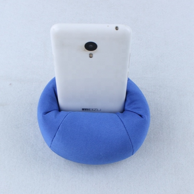 Light blue fabric printed mobile phone stand bean bag for cell phones holder