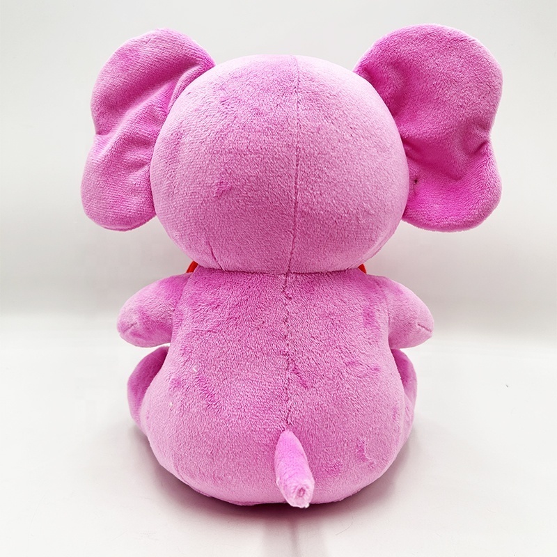 Customized Valentine's Day Gift plush Pink elephant stuffed toy with red love heart