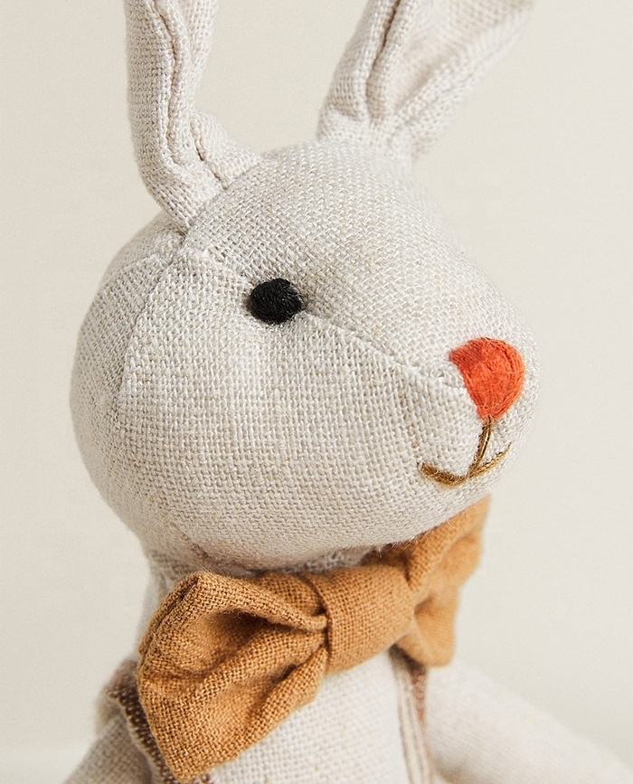 Custom baby stuff toys online cotton linen fabric stuffed bunny rabbit soft toys