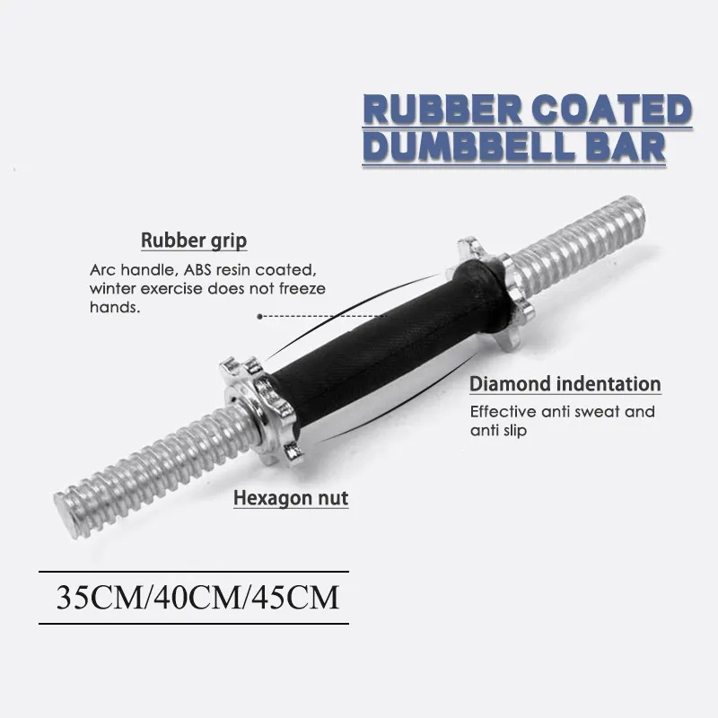 YIWU 35/40/45CM Solid Steel Thread Dumbbell Handle Bar Gym Equipment Free Weights Dumbbell Bar