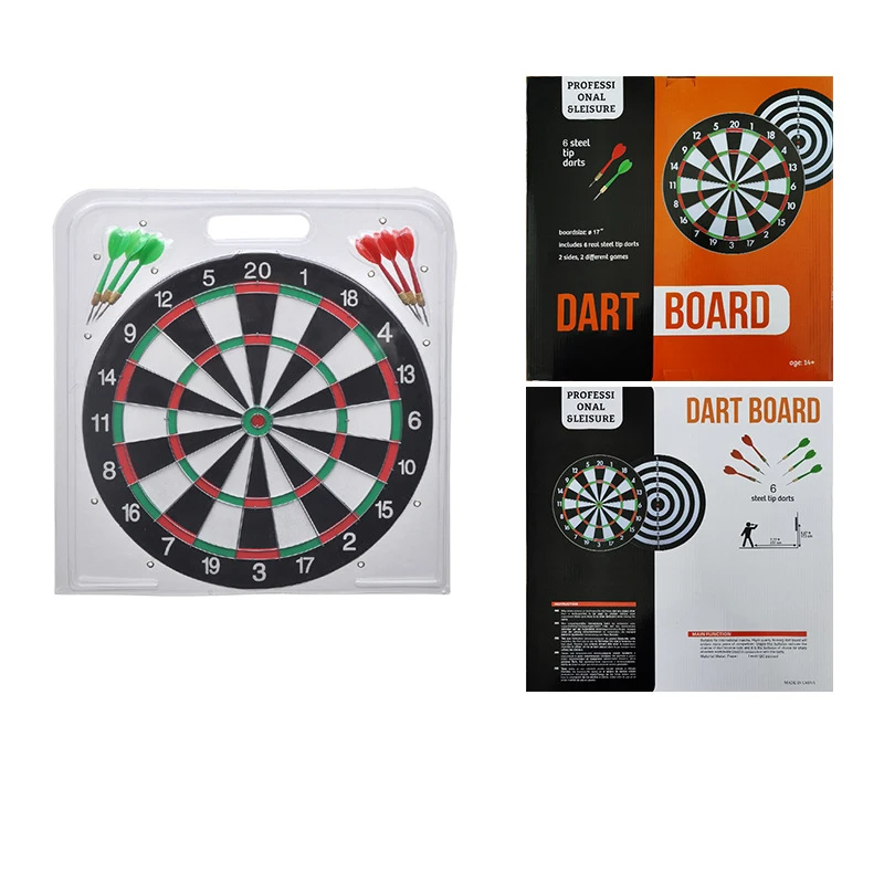 Indoor Corrugated Paper Staple Free Bullseye 17 inch Steel Tip Darts Set Dartboard Mounting Kits Dart Board