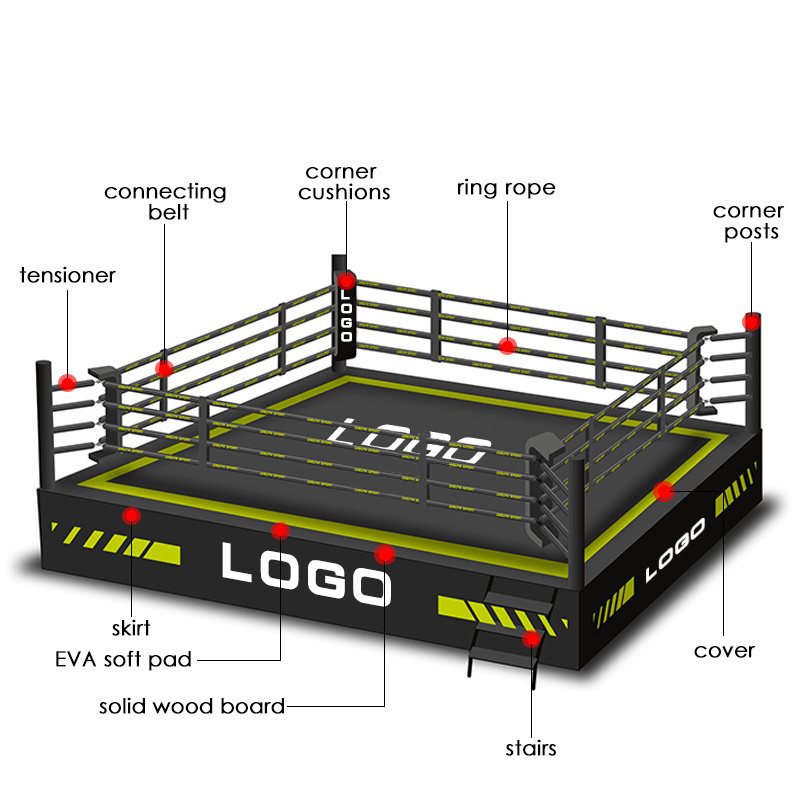 YIWU Sale 4*4*0.5M Outdoor Sports MMA Boxing Ring Thai Standing Floor Training Small Customized Size Used Boxing Rings