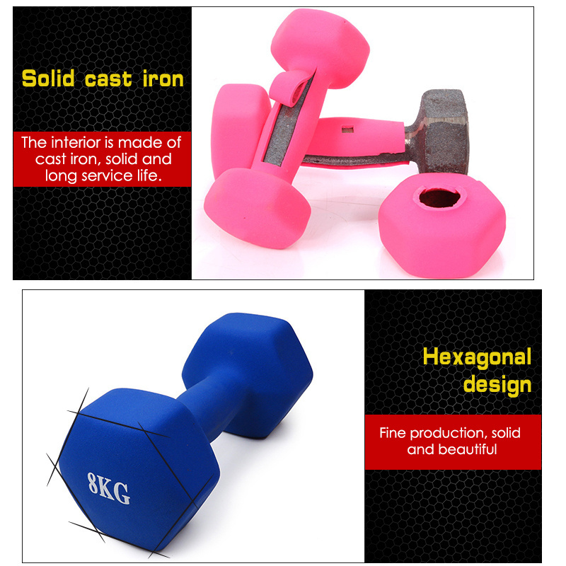 Home Fitness Equipment Ladies Slimming Training Portable Hexagon Dumbbell with vinyl neoprene coated