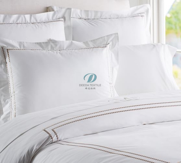 Deeda embroidery cotton bed linen bedding set luxury hotel queen size 5 star hotel bedding