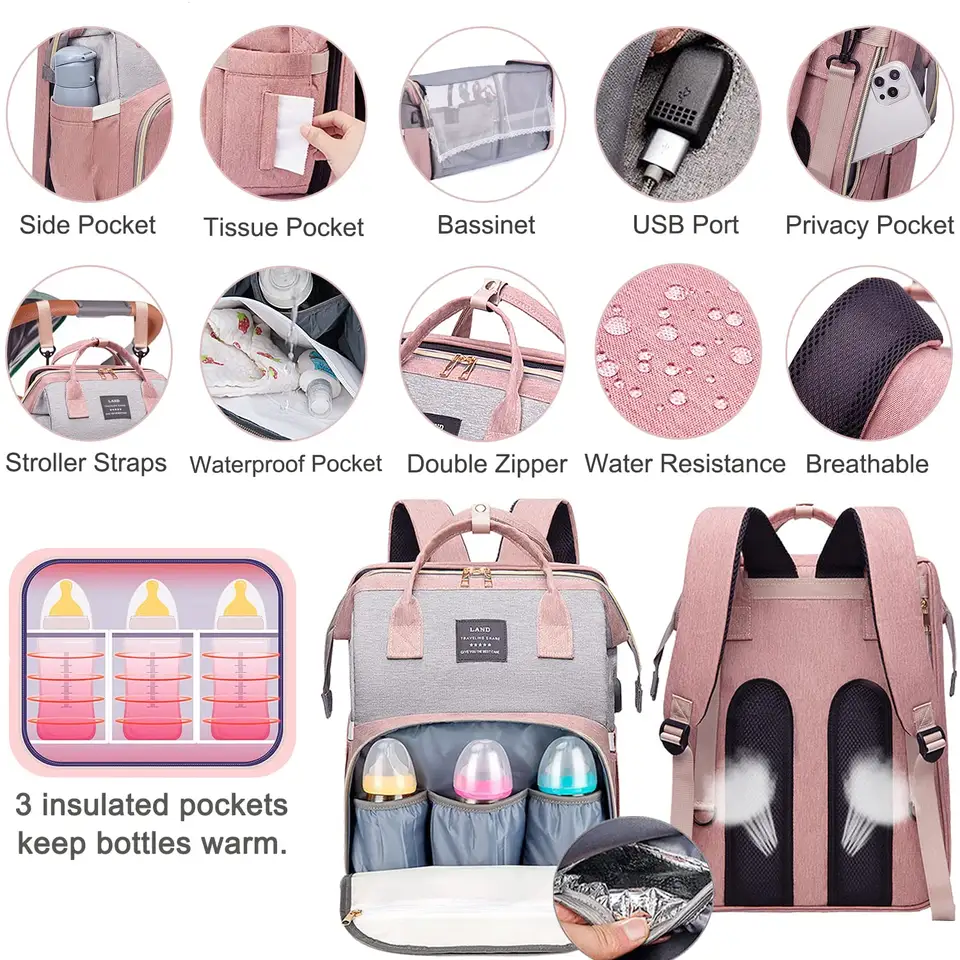 Foldable Storage Travel  Portable Western Mommy Bag Baby  Diaper Backpack Toy Organizer Mommy Bag With Large Capacity For Mommy