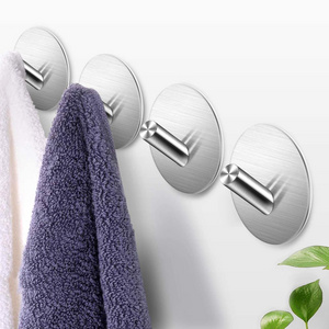 Hot selling 304 stainless steel strong sticky hook household coat hook wall hanging for bedroom bathroom