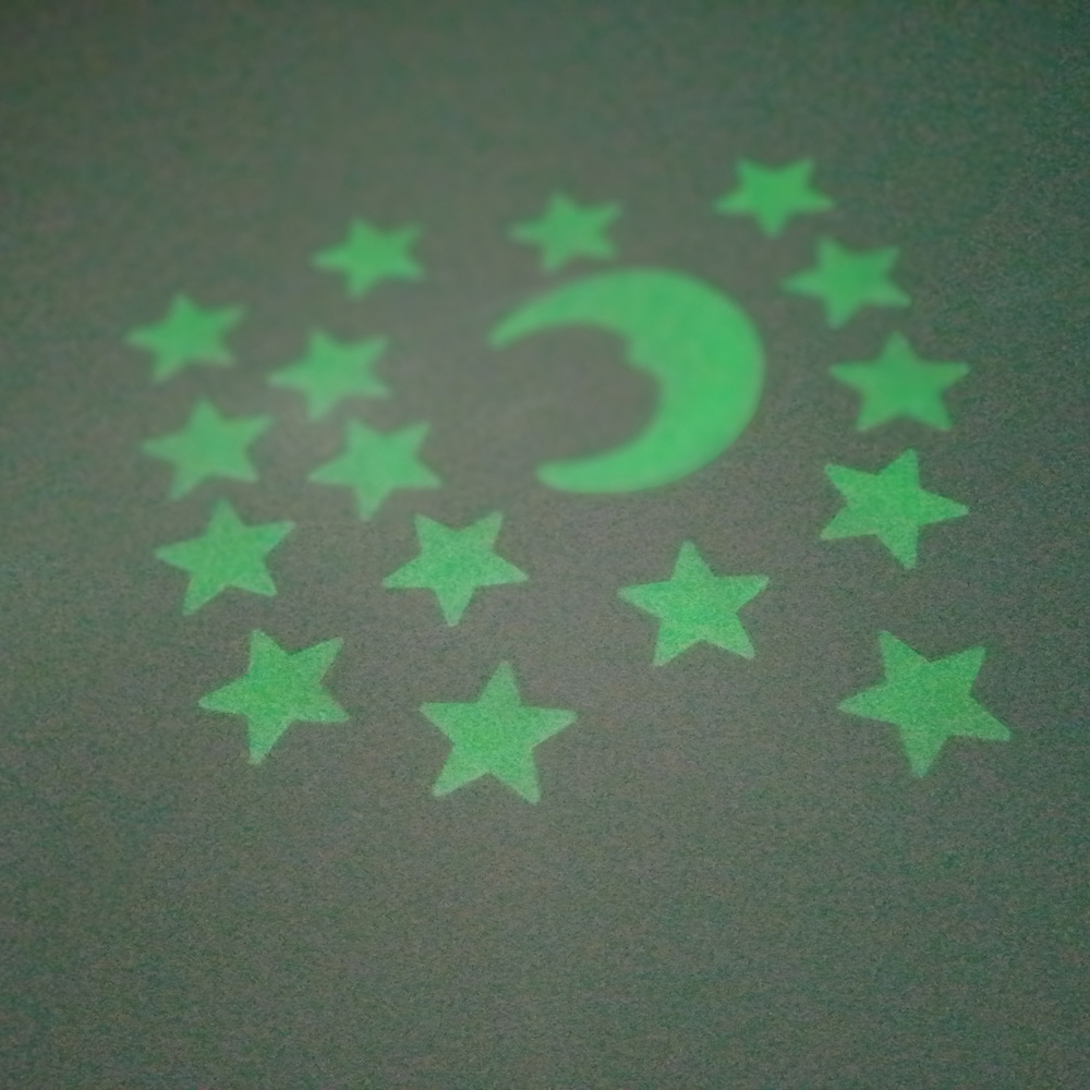 Hot sale custom design star moon Luminous Sticker glow in the dark PP stickers