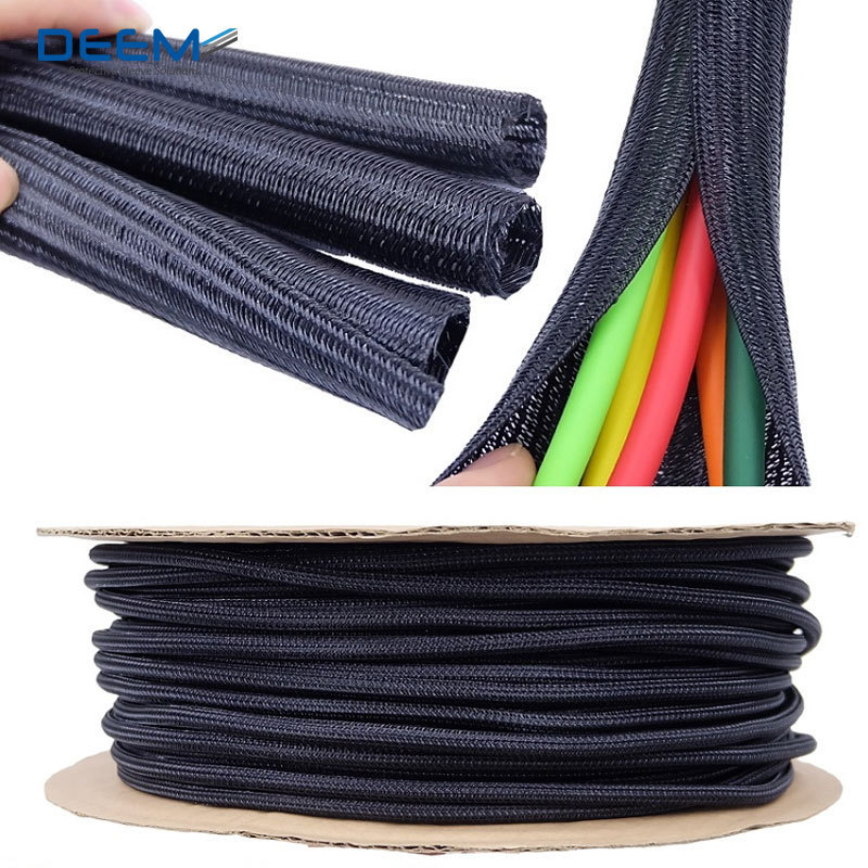 Deem High Quality Black Split Expandable Braided Sleeve Cable Organizer Cable Sleeve Cover Protection Braided Sleeving