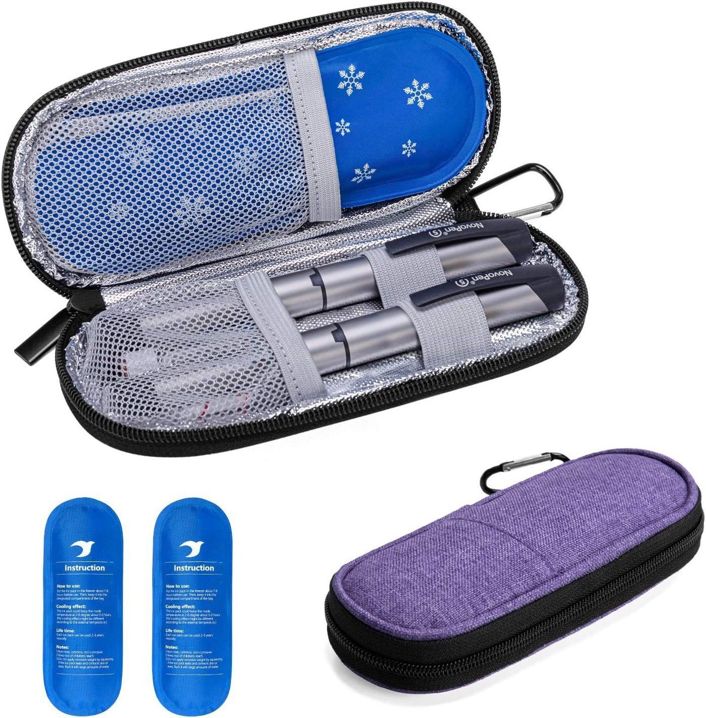 Insulated Medical Insulin Cooler Travel Case with 2 ice packs Portable Diabetic Storage Cooler Bags