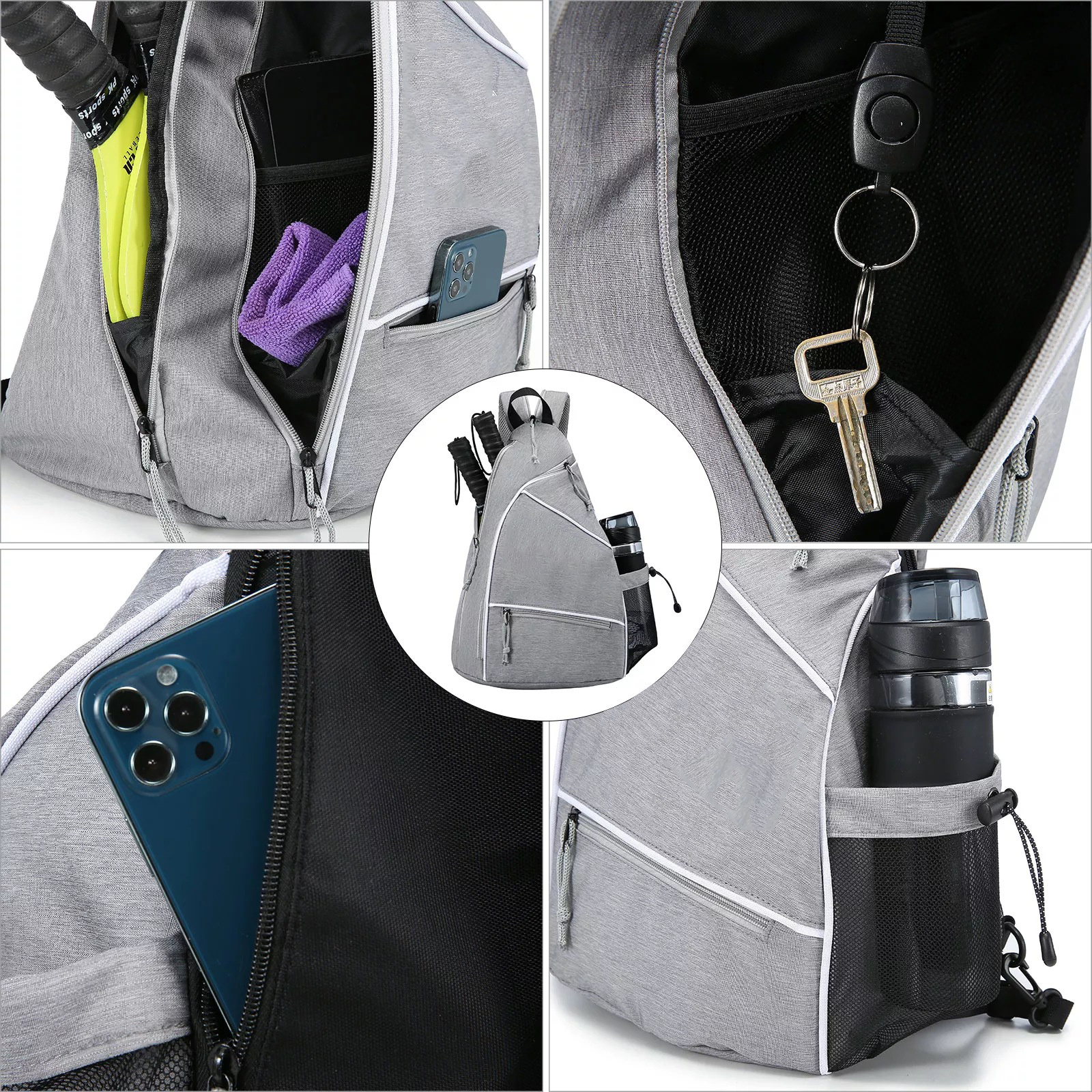 New Design Stylish Sports Pickleball Paddles Bag Tennis Racket ball Sling Shoulder Padel rackets Crossbody Bag