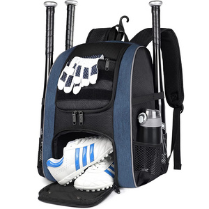 New Gym Pack Baseball Bags for Adult with Fence Hook Hold 4 Tee Ball Bats Baseball Backpack Sofball Bag