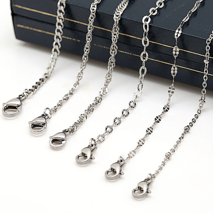 Custom Wholesale 1Mm 2Mm 10Mm Stainless Steel Ball Link Box Snake Twist  Rope Figaro  Chain Roll Jewelry Chain Necklace