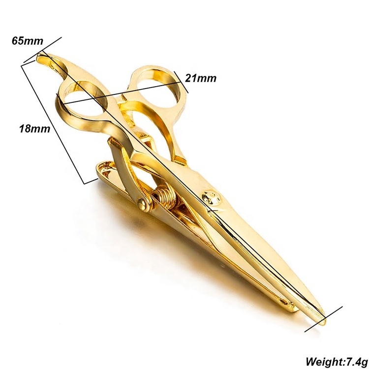 Wholesale Fashion Clothes Accessory 18K Gold Plated Copper Scissor Tie Clip for Men