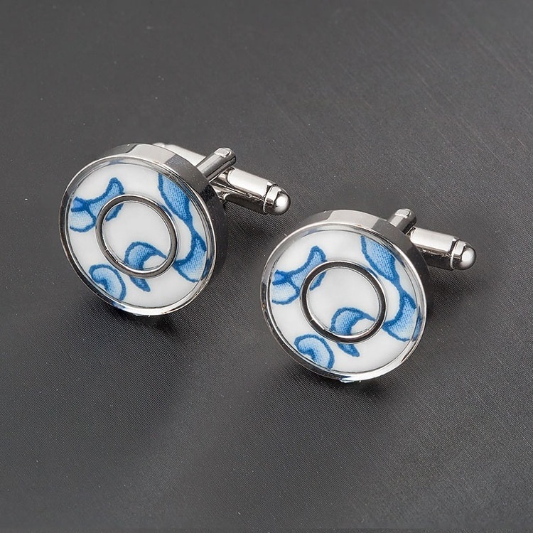 Fashion Wedding Jewelry Round Shape Enamel Arm Buttons For Men Business Shirts Cuff Links