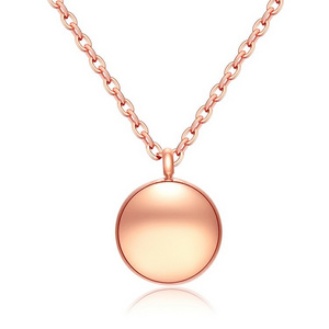 Promo Engraveable Necklace Marlary Stainless Steel Rose Gold Plated Lady Necklace Blank Round Tag Pendant Necklace