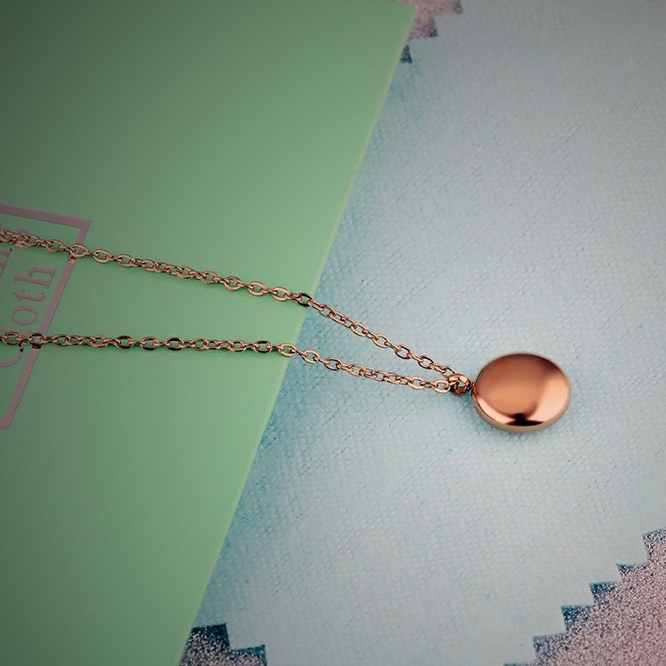 Promo Engraveable Necklace Marlary Stainless Steel Rose Gold Plated Lady Necklace Blank Round Tag Pendant Necklace