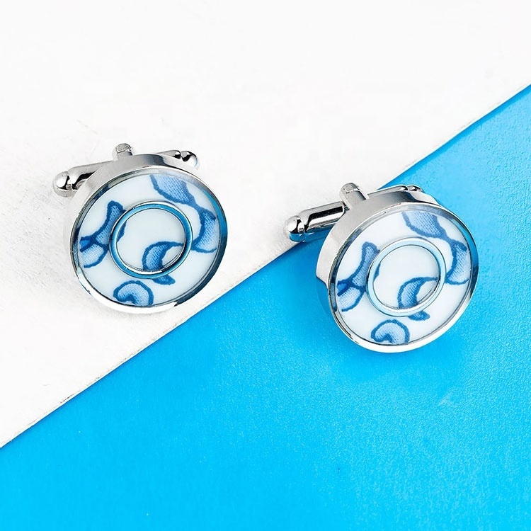 Fashion Wedding Jewelry Round Shape Enamel Arm Buttons For Men Business Shirts Cuff Links