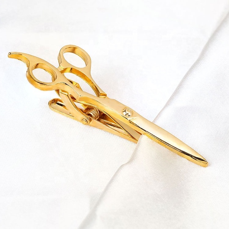 Wholesale Fashion Clothes Accessory 18K Gold Plated Copper Scissor Tie Clip for Men