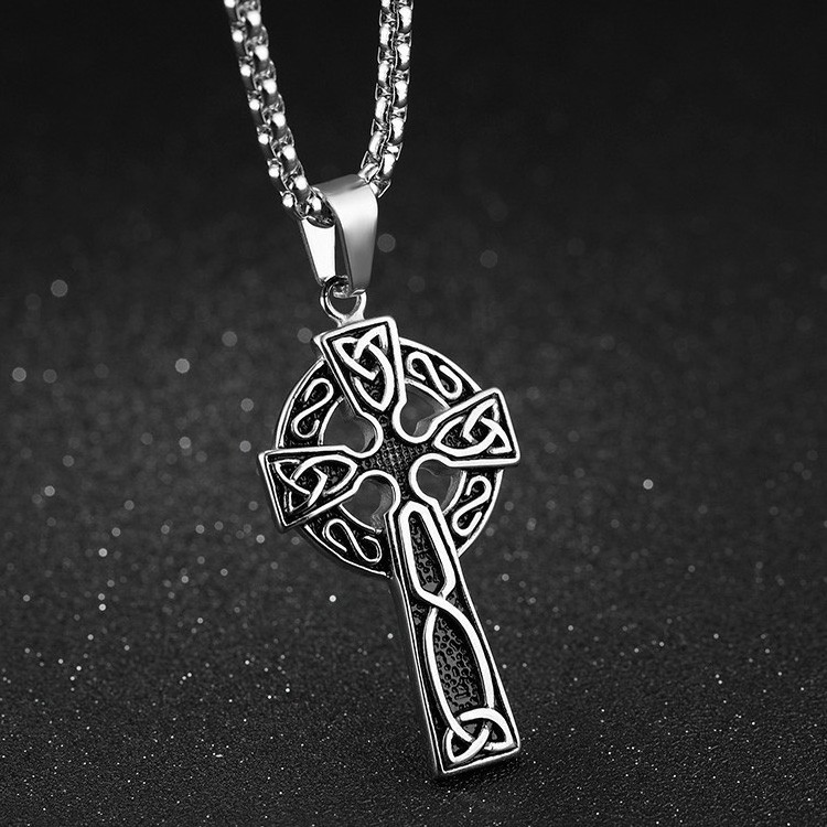 Waterproof Cross Pendant Necklace Marlary Mens Stainless Steel Large Celtic Cross Irish Knot Pendant Necklace