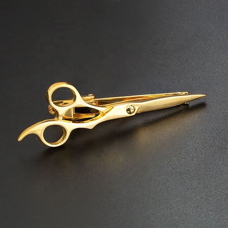 Wholesale Fashion Clothes Accessory 18K Gold Plated Copper Scissor Tie Clip for Men