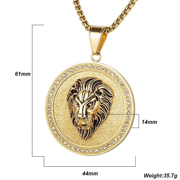 Marlary Factory Bulk Sale Custom Stainless Steel Gold Lion Head CZ  Pendant