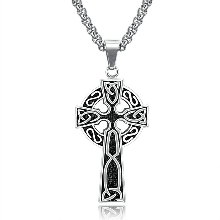 Waterproof Cross Pendant Necklace Marlary Mens Stainless Steel Large Celtic Cross Irish Knot Pendant Necklace