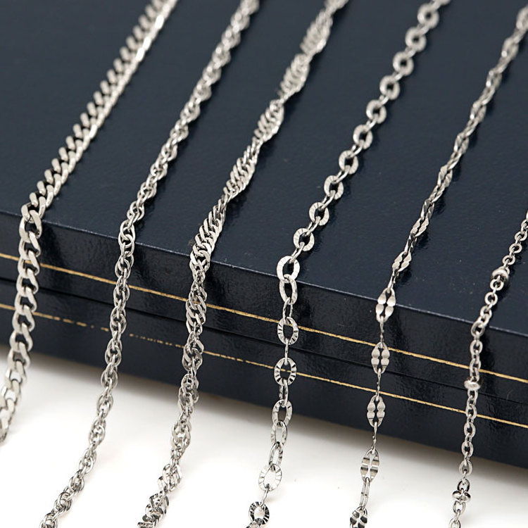 Custom Wholesale 1Mm 2Mm 10Mm Stainless Steel Ball Link Box Snake Twist  Rope Figaro  Chain Roll Jewelry Chain Necklace