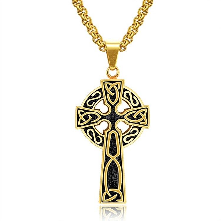 Waterproof Cross Pendant Necklace Marlary Mens Stainless Steel Large Celtic Cross Irish Knot Pendant Necklace