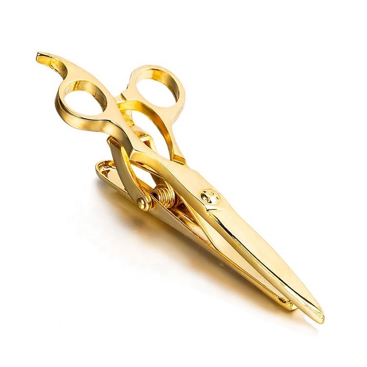 Wholesale Fashion Clothes Accessory 18K Gold Plated Copper Scissor Tie Clip for Men