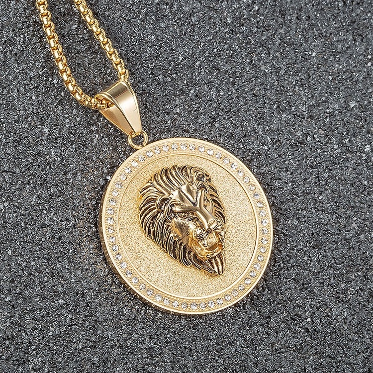 Marlary Factory Bulk Sale Custom Stainless Steel Gold Lion Head CZ  Pendant