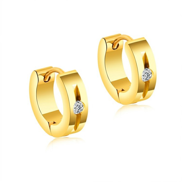 Marlary Circle Fashion Earrings gold plated Round White Stone Cubic Zirconia Jewelry Hoop Huggie Earrings