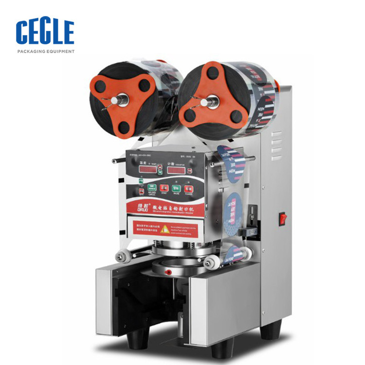 Convenient automatic milk tea sealing machine plastic round cup sealing lid machine for sale