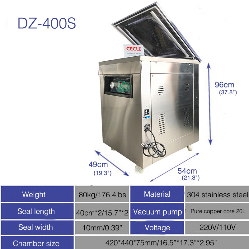 automatic commercial  dz400 vertical single chamber food vacuum packing machine price