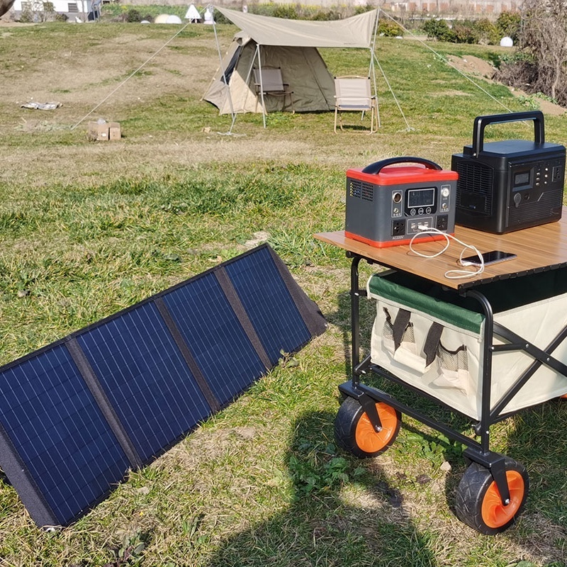 Foldable US Solar Cell Solar Charger with USB Outputs for Phones 100W Portable Solar Panel for 500w 1000w power station