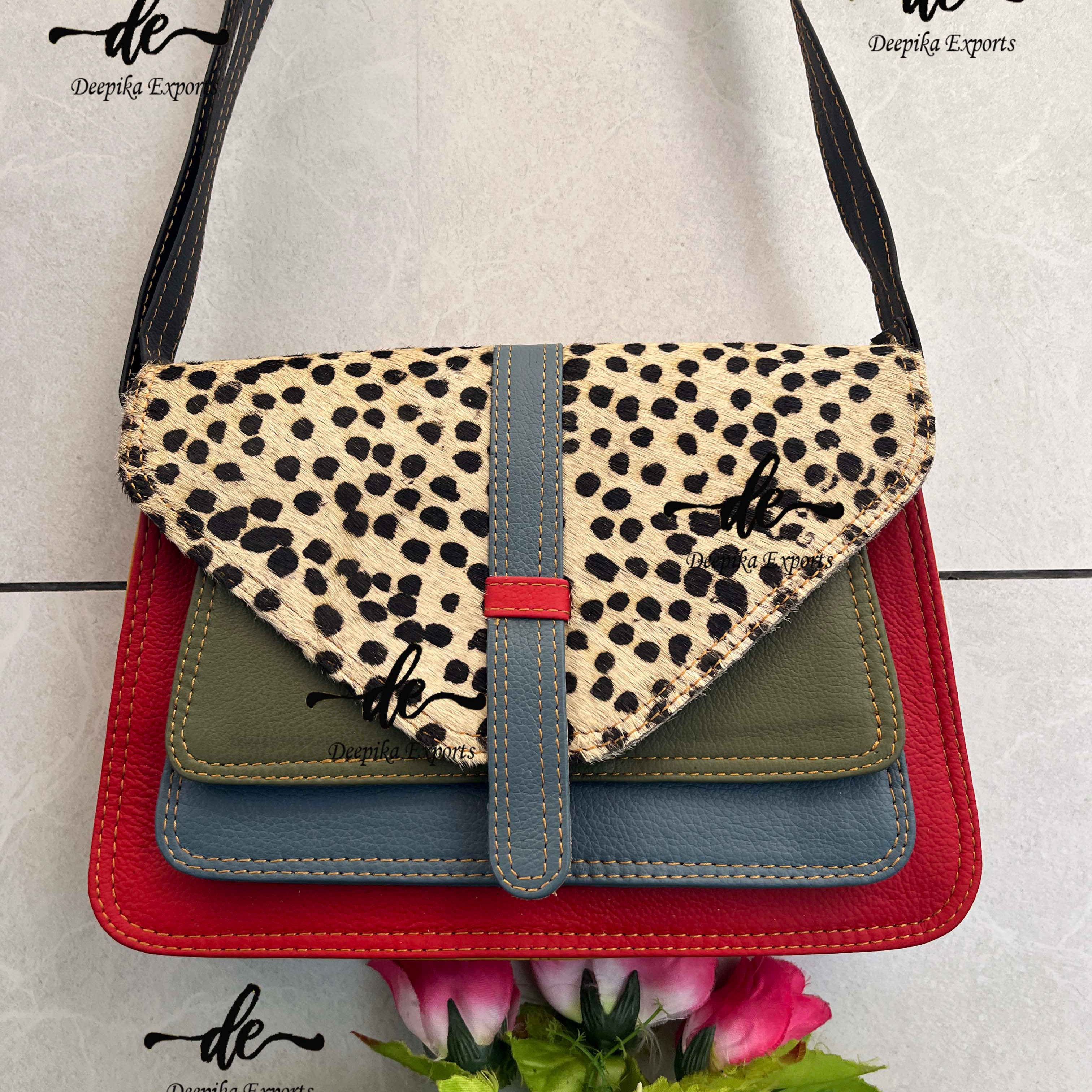 New Design Women Handbag Recycled Leather Sling Bag Colorful Animal Print Leather Hot Selling Bag Multi Color Bag