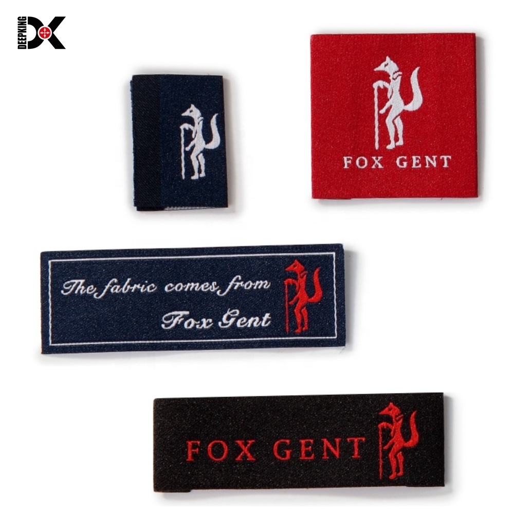 Black Woven Brand Name Clothes Labels logo Custom Clothing Label woven labels