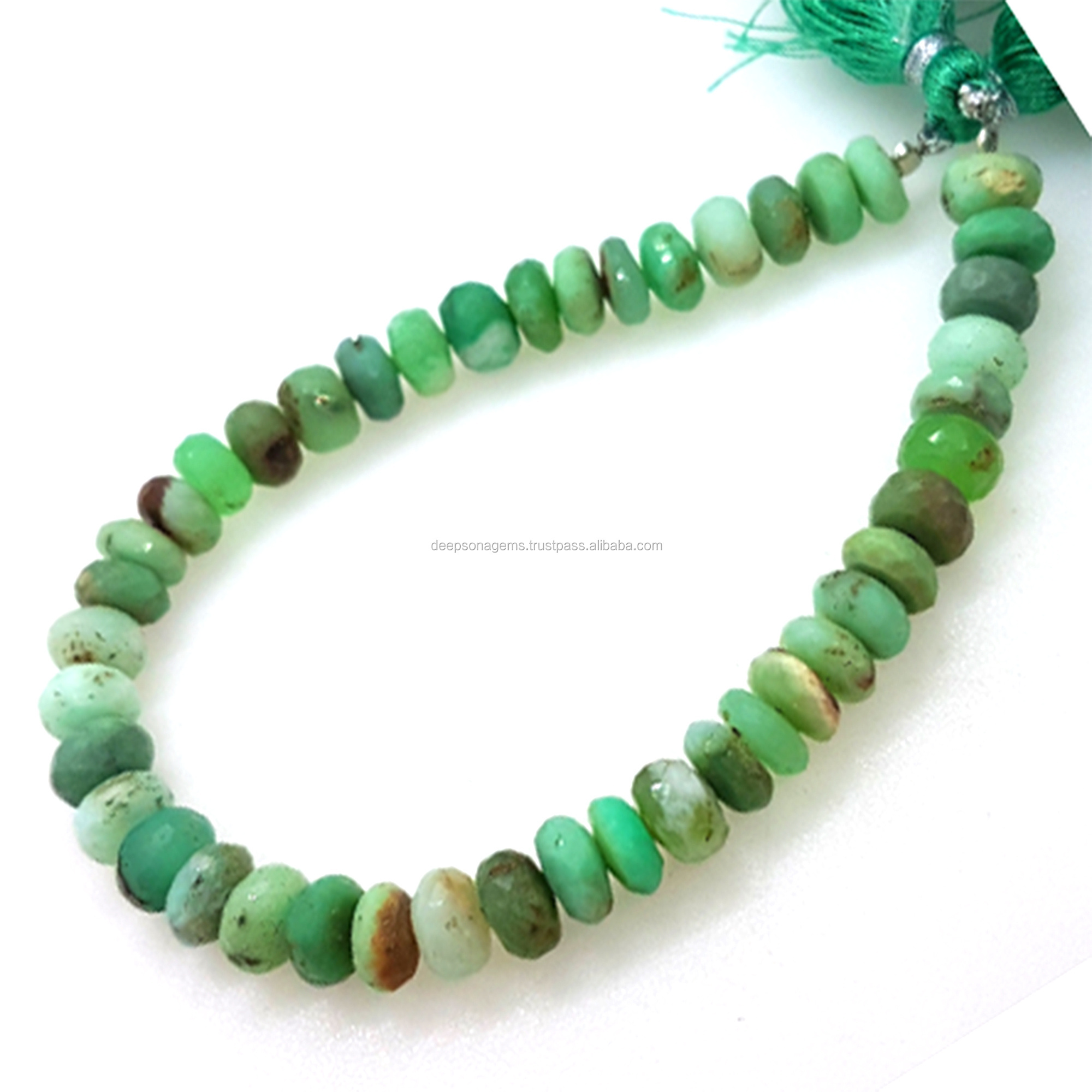 Natural Chrysoprase Faceted Rondelle Gemstone Beads Strand, Loose Bead Supplier, Wholesale Price Natural Gemstone Beads