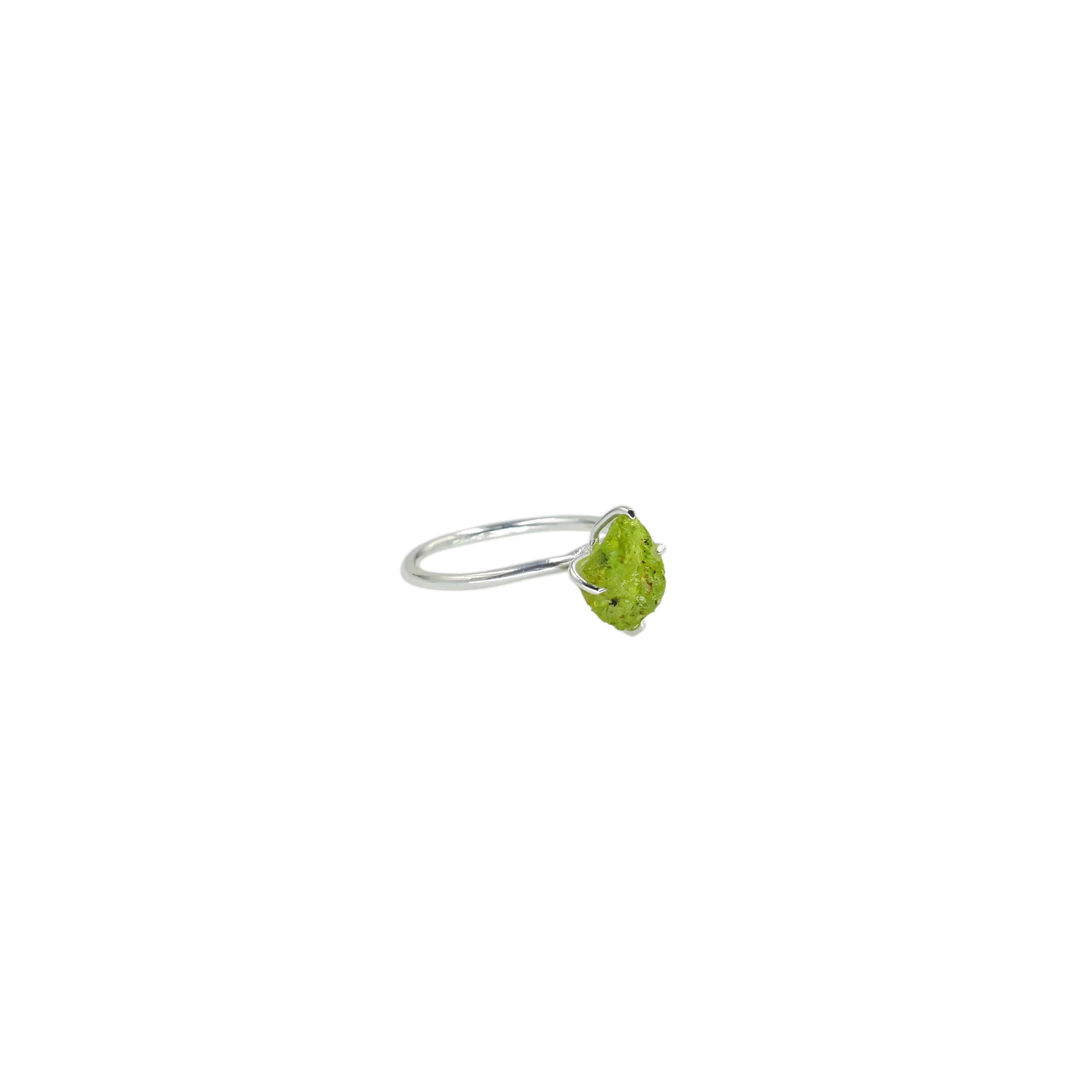 Raw peridot gemstone ring 925sterling silver stacking band rings prong set jewelry for women handmade jewellery wholesale supply