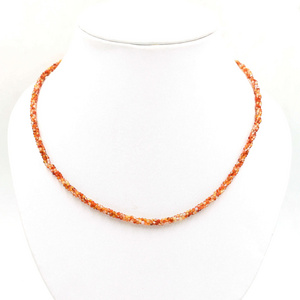 18 Inches Orange Color Stone Necklace, Twisted Carnelian Bead Necklace, Choker Necklace For Womens