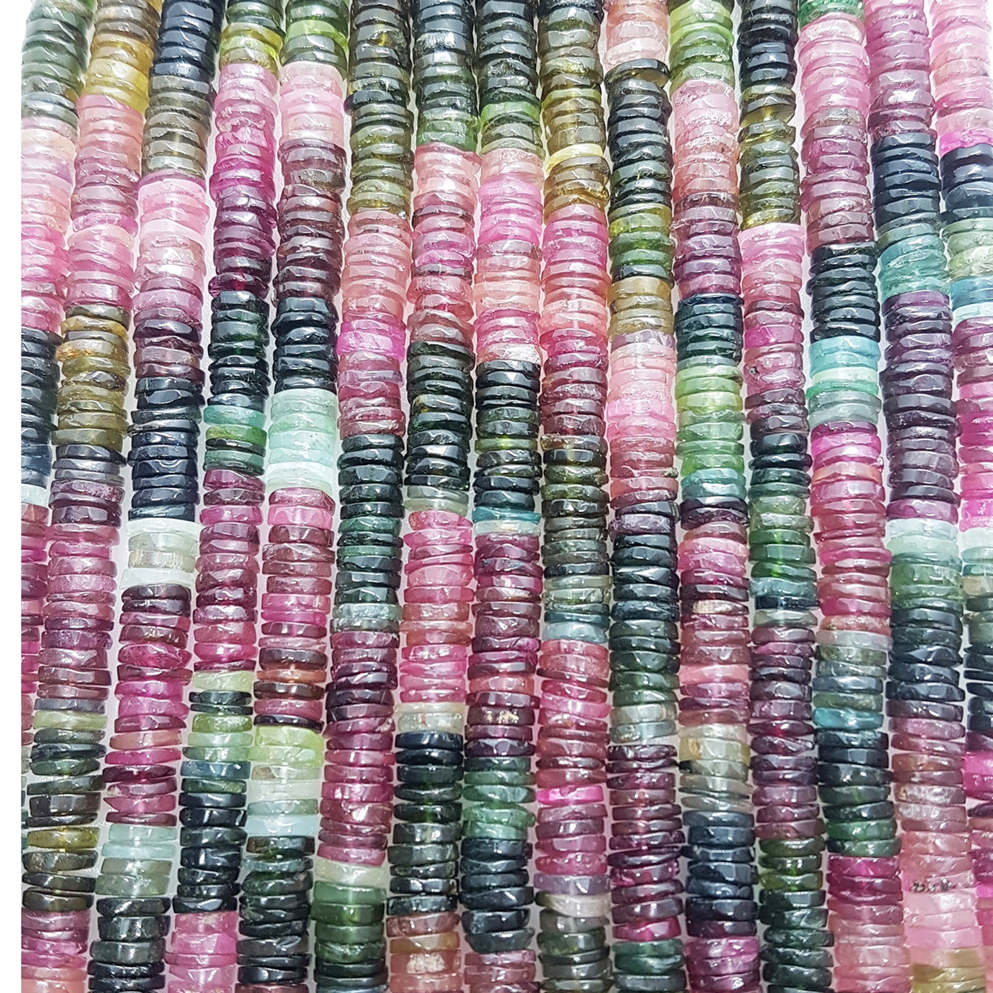 Natural Multi Tourmaline Plain Heishi Wholesale Beads, Gemstone Beads Supplier, Necklace Making Colorful Gemstone