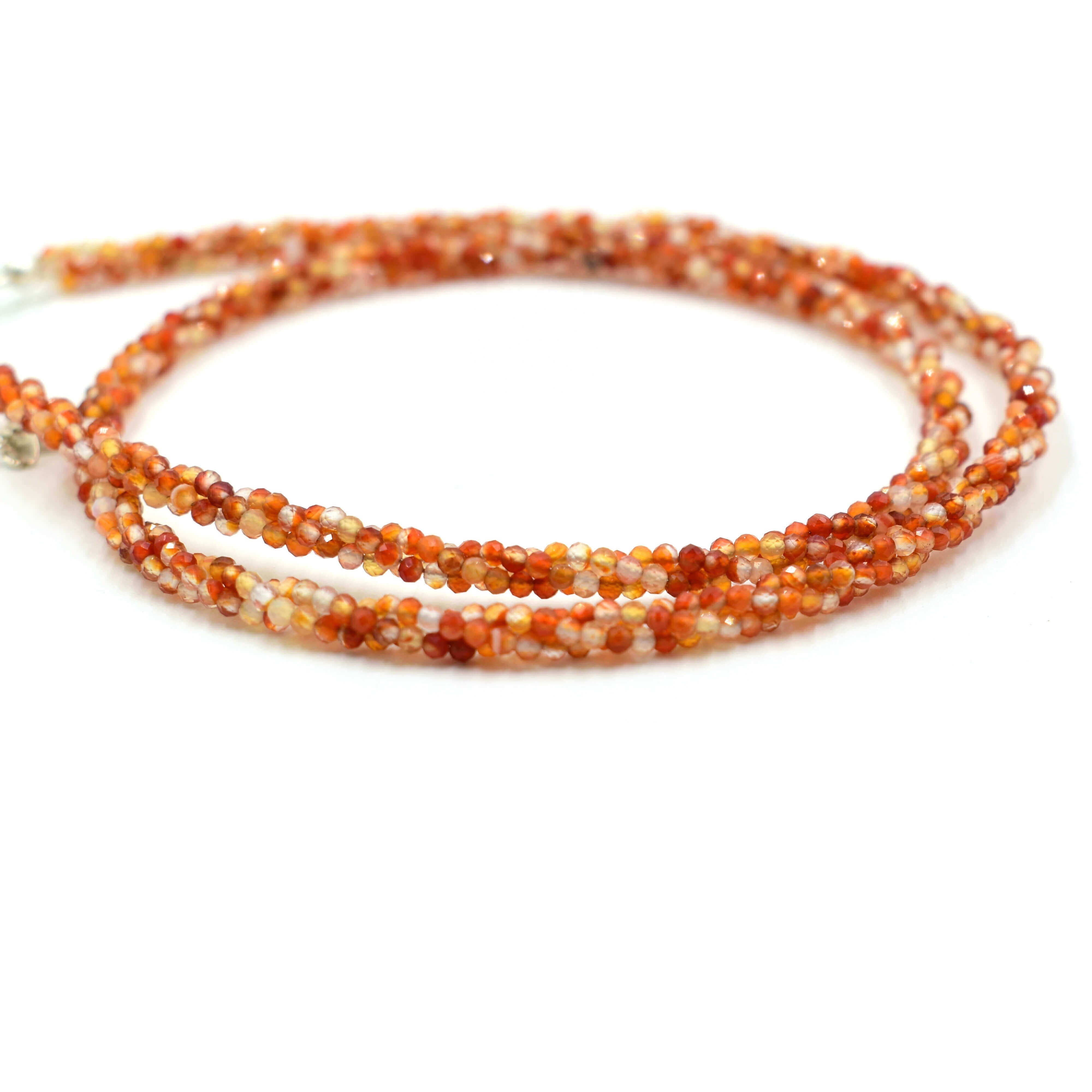 18 Inches Orange Color Stone Necklace, Twisted Carnelian Bead Necklace, Choker Necklace For Womens