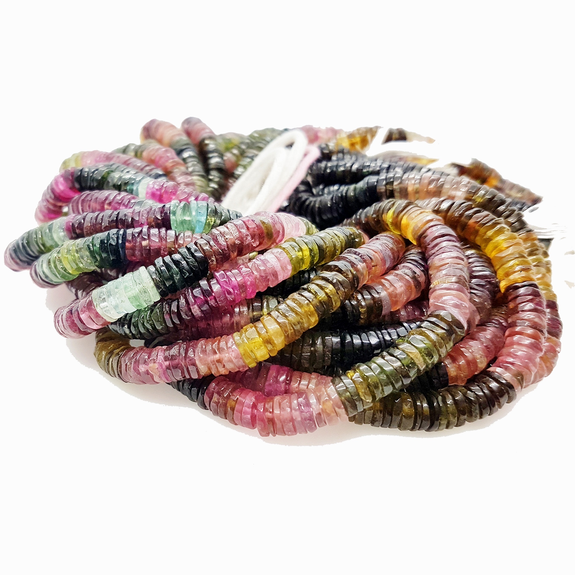 Natural Multi Tourmaline Plain Heishi Wholesale Beads, Gemstone Beads Supplier, Necklace Making Colorful Gemstone