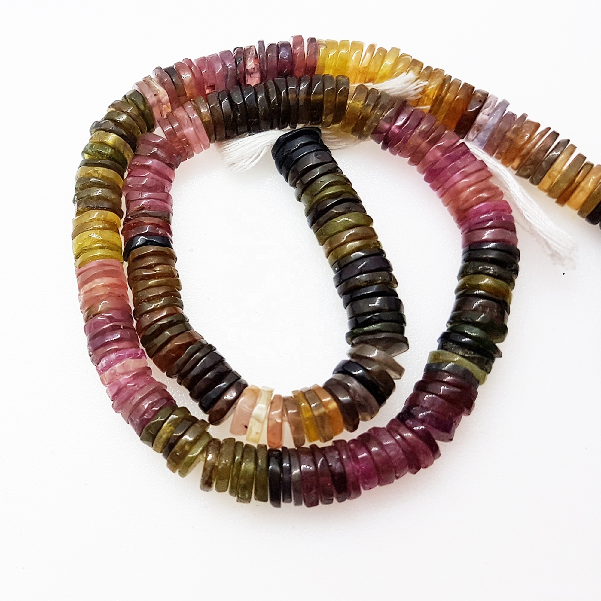 Natural Multi Tourmaline Plain Heishi Wholesale Beads, Gemstone Beads Supplier, Necklace Making Colorful Gemstone