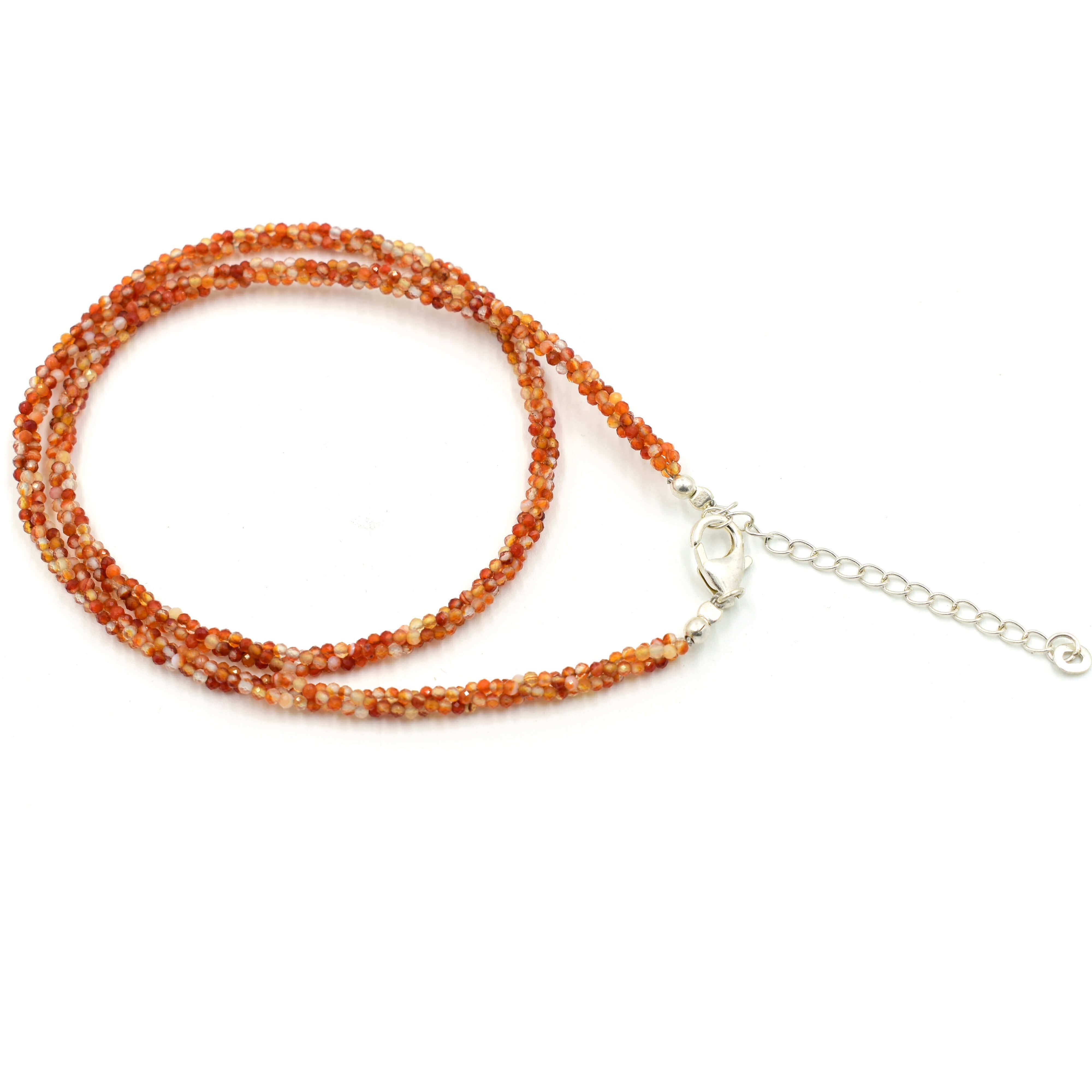 18 Inches Orange Color Stone Necklace, Twisted Carnelian Bead Necklace, Choker Necklace For Womens