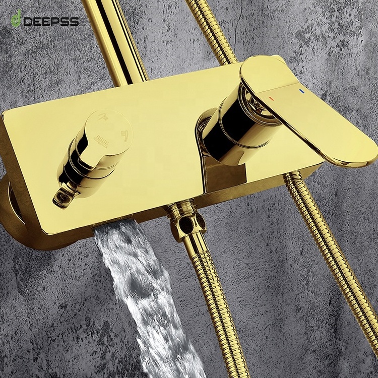 DEEPSS kaiping factory europe style bathroom 8'' rainfall shower column set rain shower head shower faucet sets