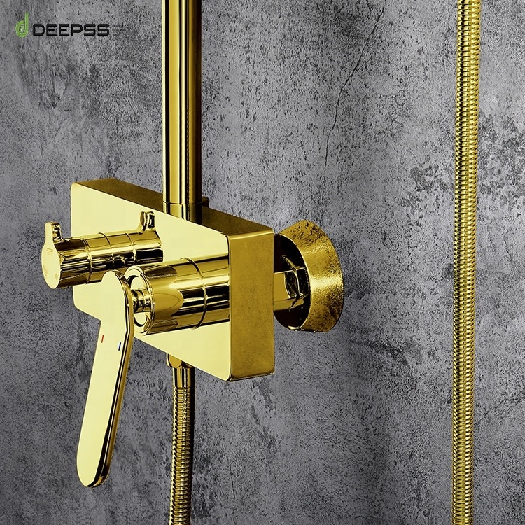 DEEPSS kaiping factory europe style bathroom 8'' rainfall shower column set rain shower head shower faucet sets